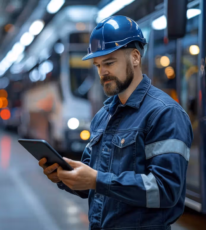 navigate-transport-worker-on-tablet